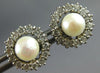 .50CT DIAMOND & AAA SOUTH SEA PEARL 14KT WHITE GOLD CLASSIC FLOWER STUD EARRINGS