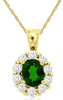 0.63CT DIAMOND & AAA RUSSALITE 14K YELLOW GOLD 3D CLASSIC FLOWER FLOATING PENDANT