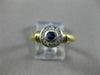 ESTATE .20CT DIAMOND & AAA SAPPHIRE 14KT TWO TONE GOLD 3D HALO BEZEL RING #26337