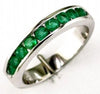 ESTATE .85CT AAA EMERALD 14KT WHITE GOLD 3D CLASSIC CHANNEL ANNIVERSARY RING