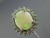 ANTIQUE LARGE 3.66CT OLD MINE DIAMOND & AAA OPAL 14KT WHITE GOLD OVAL HALO RING
