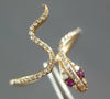 ESTATE .20CT DIAMOND & AAA RUBY 14KT ROSE GOLD 3D CLASSIC SNAKE FUN RING
