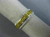 ESTATE .88CT WHITE & FANCY YELLOW DIAMOND 18K 2 TONE GOLD 3 ROW ANNIVERSARY RING
