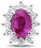 ESTATE 1.65CT DIAMOND & AAA PINK SAPPHIRE 18K WHITE GOLD OVAL HALO STUD EARRINGS