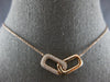 ESTATE .26CT DIAMOND 14K ROSE GOLD 3D RECTANGULAR LOVE KNOT V SHAPE FUN NECKLACE