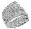 ESTATE LARGE 5.27CT DIAMOND 14KT WHITE GOLD MULTI ROW ROUND CRISS CROSS FUN RING