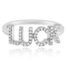 ESTATE .19CT DIAMOND 14KT WHITE GOLD 3D CLASSIC GOOD LUCK FUN RING