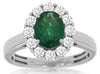1.85CT DIAMOND & AAA EMERALD 14KT WHITE GOLD OVAL PRINCESS DIANA ENGAGEMENT RING