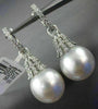 LARGE .60CT DIAMOND & AAA SOUTH SEA PEARL 18K WHITE GOLD HUGGIE HANGING EARRINGS