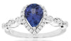 1.35CT DIAMOND & AAA TANZANITE 14KT WHITE GOLD PEAR SHAPE HALO FRIENDSHIP RING