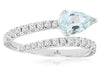1.07CT DIAMOND & AAA AQUAMARINE 14KT WHITE GOLD 3D PEAR SHAPE & ROUND SNAKE RING