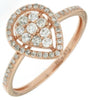 ESTATE .40CT DIAMOND 14KT ROSE GOLD 3D ROUND CLUSTER PEAR SHAPE HALO FUN RING