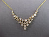 ESTATE LONG 1.52CT DIAMOND 14KT YELLOW GOLD ROUND CLUSTER V SHAPE LOVE NECKLACE