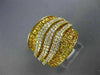 ESTATE WIDE 3.26CT DIAMOND & AAA YELLOW SAPPHIRE 14K YELLOW GOLD MULTI WAVE RING