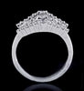 WIDE 1.05CT DIAMOND 18KT WHITE GOLD 3D ROUND & BAGUETTE MULTI ROW V SHAPE RING