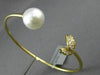 ESTATE LARGE .22CT DIAMOND & AAA SOUTH SEA PEARL 18K YELLOW GOLD BANGLE BRACELET
