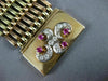 ANTIQUE LARGE .74CT OLD MINE DIAMOND & AAA RUBY 14K TRI COLOR GOLD BRACELET 1404