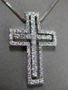 ESTATE .80CT DIAMOND 18KT WHITE GOLD 3D HANDCRAFTED FLOATING CROSS PENDANT 13084