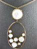 ESTATE LARGE AAA MOTHER OF PEARL 18KT ROSE GOLD 3D CLASSIC OVAL FUN NECKLACE