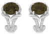2.56CT DIAMOND & AAA SMOKY TOPAZ 14K WHITE GOLD 3D OVAL & ROUND V SHAPE EARRINGS