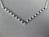 ESTATE LARGE .37CT DIAMOND & AAA SAPPHIRE 18KT WHITE GOLD 3D V SHAPE NECKLACE