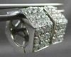 ESTATE 14KT WHITE GOLD 3D 3 ROW CUBIC ZIRCONIA HEXAGON HUGGIE EARRINGS #24347