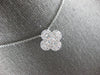 1.14CT DIAMOND 18KT WHITE GOLD 3D ROUND & BAGUETTE 4 LEAF CLOVER LOVE NECKLACE