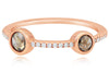 .38CT WHITE & CHOCOLATE FANCY DIAMOND 18KT ROSE GOLD DOUBLE SOLITAIRE LOVE RING
