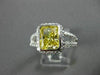 LARGE FANCY YELLOW 14KT WHITE GOLD DIAMOND SPLIT BAND HALO COCKTAIL RING #23052
