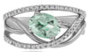 1.42CT DIAMOND & AAA GREEN AMETHYST 14KT WHITE GOLD OVAL & ROUND SOLITAIRE RING