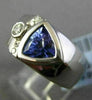 ESTATE WIDE .97CT DIAMOND & AAA TANZANITE 14K WHITE GOLD 3D TRILLION ETOILE RING