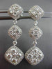 ESTATE 2.60CT DIAMOND 14KT WHITE GOLD 3D SQUARE ETOILE FILIGREE HANGING EARRINGS
