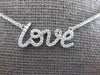 ESTATE 0.16CT DIAMOND 18KT WHITE GOLD 3D CLASSIC SCRIPT LOVE NECKLACE