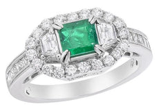 1.81CT DIAMOND & AAA EMERALD 18KT WHITE GOLD MULTI SHAPE OCTAGON ENGAGEMENT RING