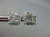 1.08CT DIAMOND 18KT WHITE GOLD 3D ROUND & BAGUETTE CLUSTER SQUARE STUD EARRINGS