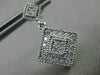ESTATE .33CT DIAMOND 14KT WHITE GOLD 3D SQUARE HALO MILGRAIN HANGING EARRINGS