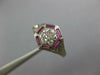 ANTIQUE .34CT DIAMOND & AAA RUBY 18K WHITE GOLD 3D CLUSTER ENGAGEMENT RING 26872