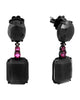 LARGE 21.13CT DIAMOND & AAA ONYX & RUBY 18KT BLACK GOLD MULTI SHAPE FUN EARRINGS