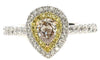 .72CT WHITE PINK & FANCY YELLOW DIAMOND 18KT TRI COLOR GOLD PEAR SHAPE HALO RING