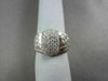ANTIQUE WIDE .80CT ROUND DIAMONDS 14K WHITE GOLD HANDCRAFTED BRICK COCKTAIL RING