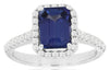 2.05CT DIAMOND & AAA TANZANITE 14KT WHITE GOLD EMERALD CUT HALO ENGAGEMENT RING