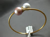 LARGE DIAMOND & AAA WHITE & PINK SOUTH SEA PEARL 18KT ROSE GOLD BANGLE BRACELET