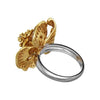 ESTATE EXTRA LARGE 1.24CT DIAMOND 18KT YELLOW GOLD 3D ROSE FLOWER FUN RING