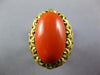 ANTIQUE LARGE AAA CORAL 18K YELLOW GOLD 3D CLASSIC OVAL LOVE KNOT FUN RING 26884
