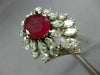 ESTATE EXTRA LARGE 6.30CT DIAMOND & AAA RUBY PLATINUM FLOWER OPEN FILIGREE RING