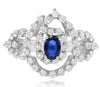 1.59CT DIAMOND & AAA SAPPHIRE 18KT WHITE GOLD 3D OVAL & ROUND DOUBLE HEART RING