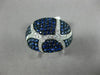 ESTATE WIDE 2.43CT DIAMOND & AAA SAPPHIRE 14K WHITE GOLD MULTI ROW PAVE FUN RING