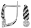 .56CT WHITE & BLACK DIAMOND 14KT WHITE GOLD 3D FLOWER LEVERBACK HANGING EARRINGS