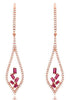 .67CT DIAMOND & AAA RUBY 14KT ROSE GOLD 3D BAGUETTE TEAR DROP HANGING EARRINGS