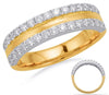 ESTATE .61CT DIAMOND 14KT 2 TONE GOLD 3D MATTE AND SHINY THREE ROW BAR RING